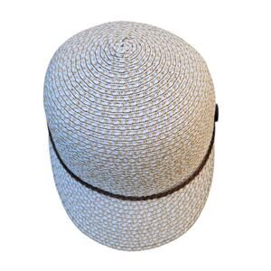 Cruise Line Straw Visor Hat Brown White Woven Beach Sun Protection